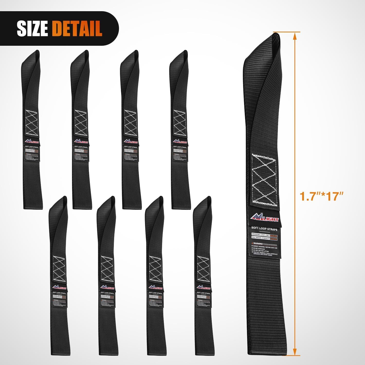 Nilight Motorcycle Tie Down Straps Max Break Strength 12000Lbs Black