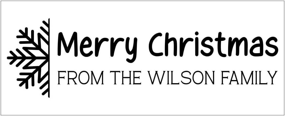 Personalized Rectangular Merry Christmas Stamp with Snowflake Symbol and Family