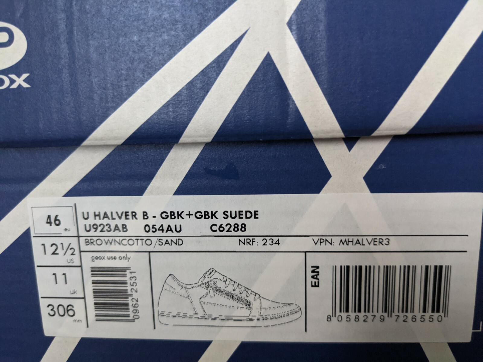 Geox Respira Men's U Halver B U923AB 054AU Sneakers Size 12.5 NIB