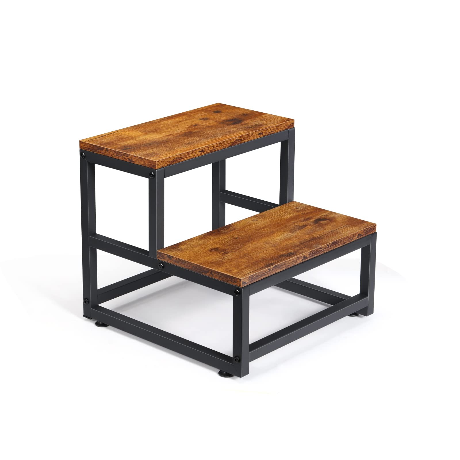 2 Step Stool for Adults Kids, Heavy Duty Sturdy Steel Frame with Wooden Steps...