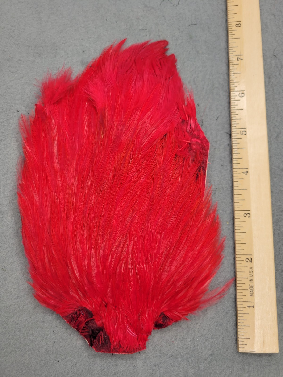 Lot 196,  Grade B,  DYED RED India Rooster Streamer Neck Cape Feathers