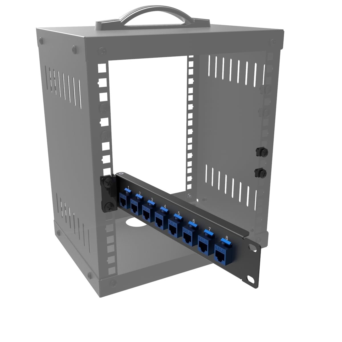 1U 10" Mini Hinged 8 Port Blank Keystone Patch Panel For Rack Mount 8Hole