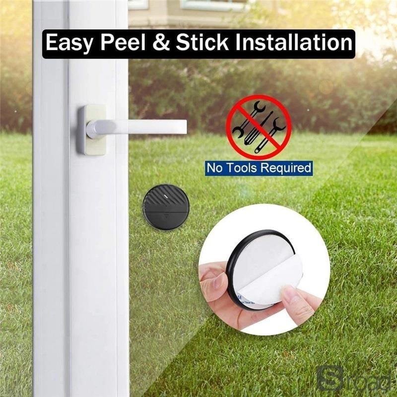 Wireless Vibration Sensor Alarm 125dB, Adjustable Sensitivity For Window Door