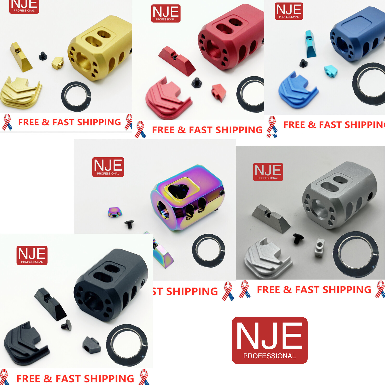 Combo Kits For Gl0ck Gen 1-4 9mm 17-35 Muzz1e Brake Back P1ate Sight Color Optio