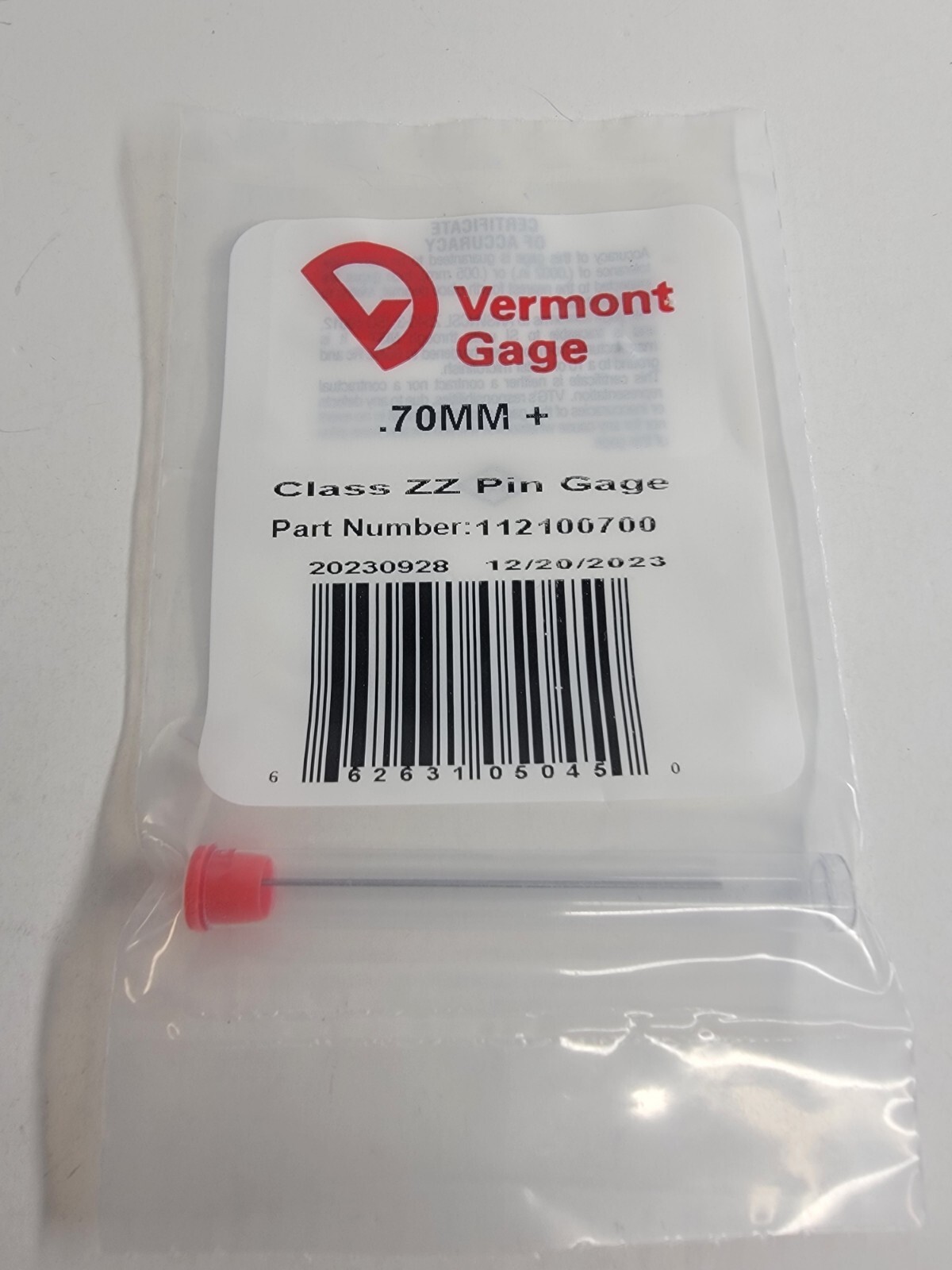 Vermont Gage - 112100700 - 0.70MM Plus - Class ZZ Pin Gage