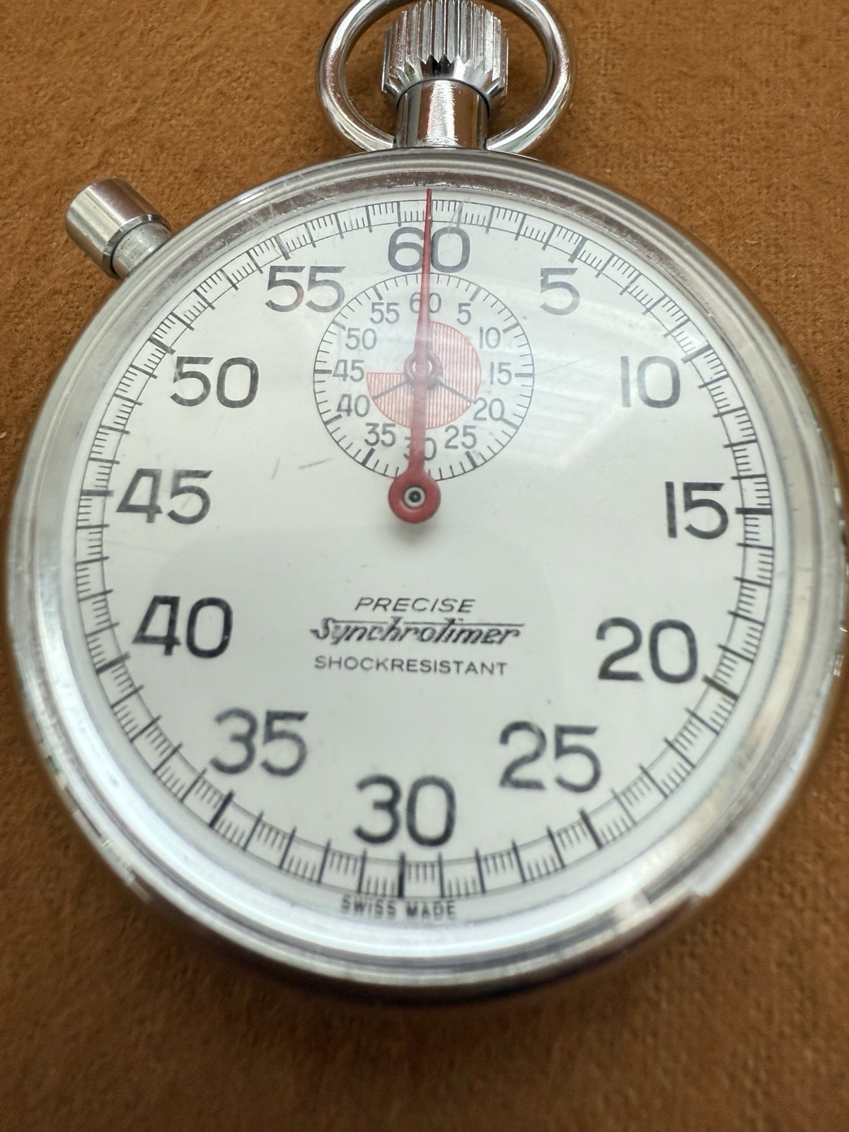 Swiss Made Precise Synchrotimer Mechanical Wind Up Vintage Stop Watch Untested