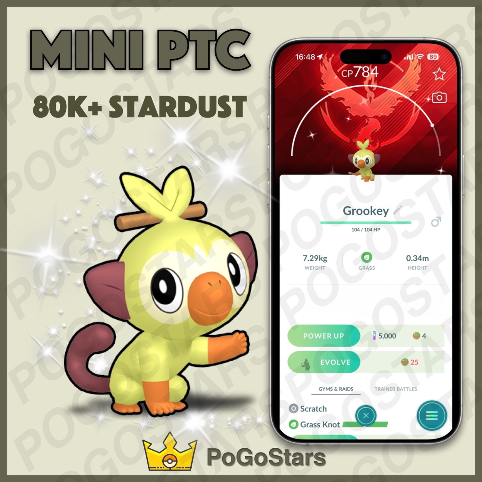 Pokémon PTC Go - Shiny Grookey - Team Valor✨Special Background✨