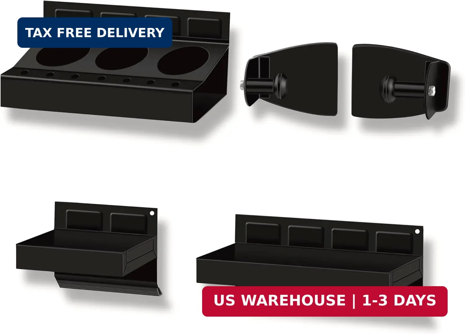 C&T 4-Piece Magnetic Toolbox Shelf, Tray and Holder Set, Magnetic Toolbox Tray S