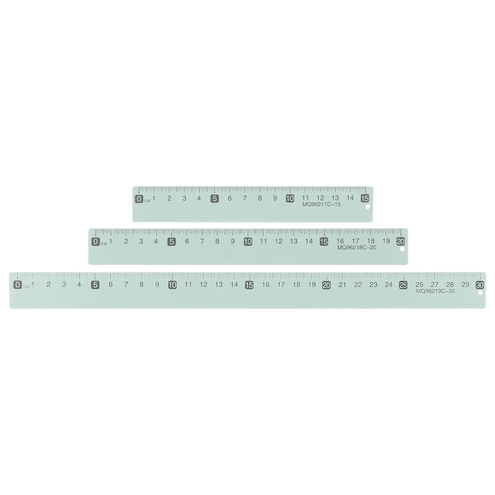 3pcs Straight Ruler 6/8/12 Inch(15/20/30cm) Metric Aluminum Rulers Green