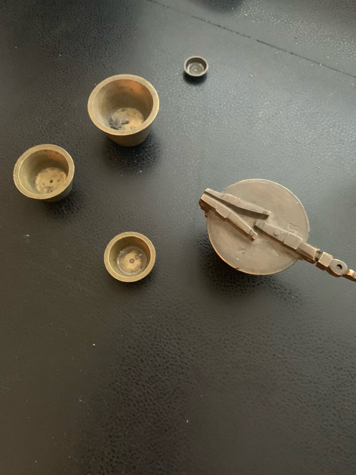 Antique Brass Nesting Apothecary Scale Weights/Measures Cups