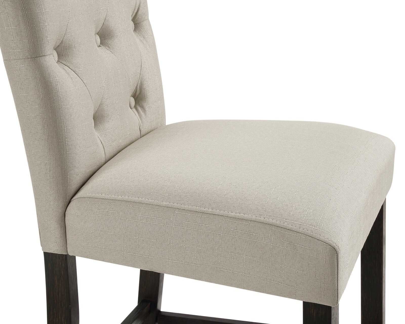 2pcs Solid Wood Tufted Counter Height Stool Chair w/Padded&Button Tufted Tan