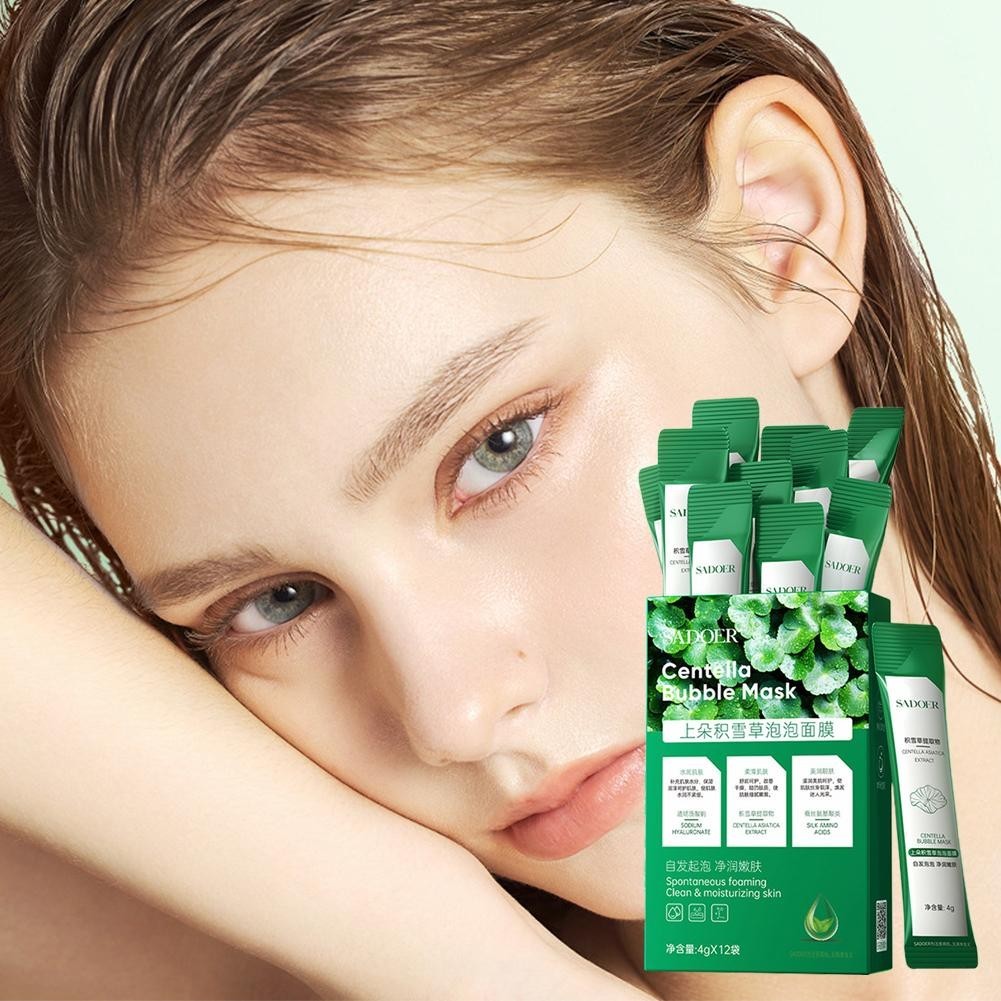 12pcs Bubble Face Sheet Masque Centella Bubble Mask (green)- Oil Control J5O6