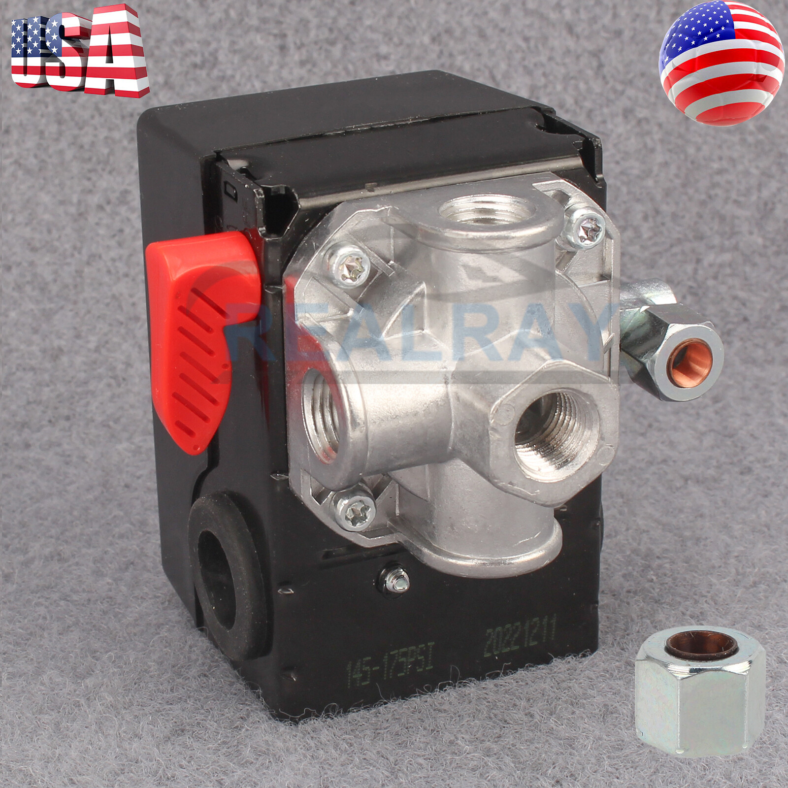 For 5140112-24 Porter Cable Air Compressor Pressure Switch 175/145 PSI 4 Port