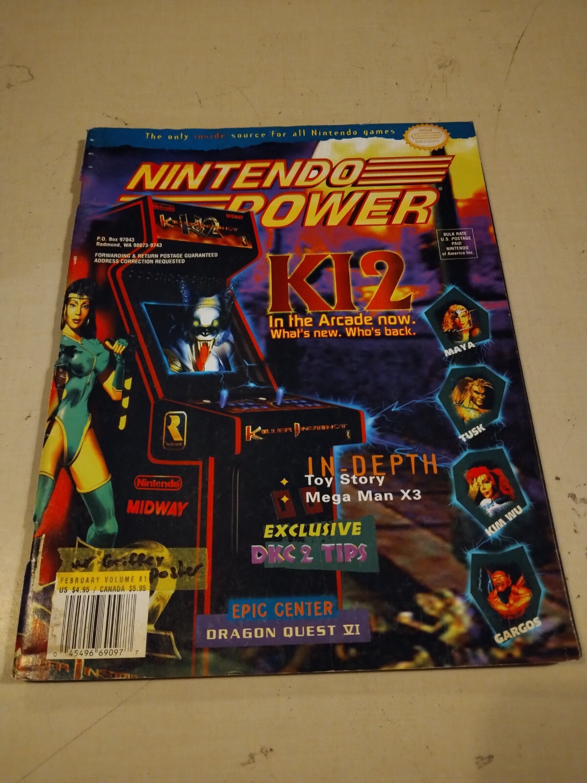 Nintendo Power Volume 81 February 1996 w/ Ken Griffey Jr. MLB Poster ATTACHED