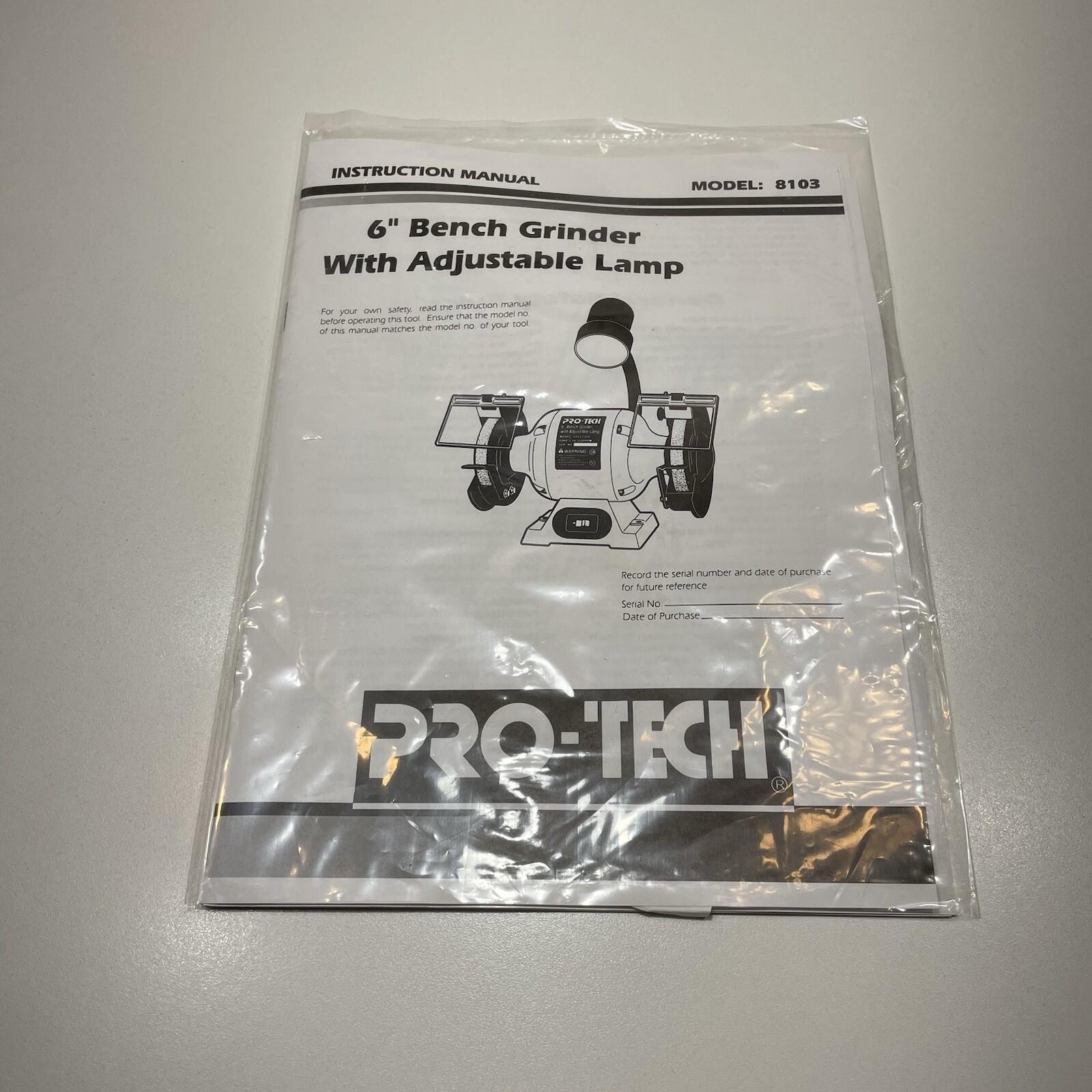 Bench Grinder Adjustable Lamp 8103 New Open Box 120V 60 HZ Pro-tech 6”