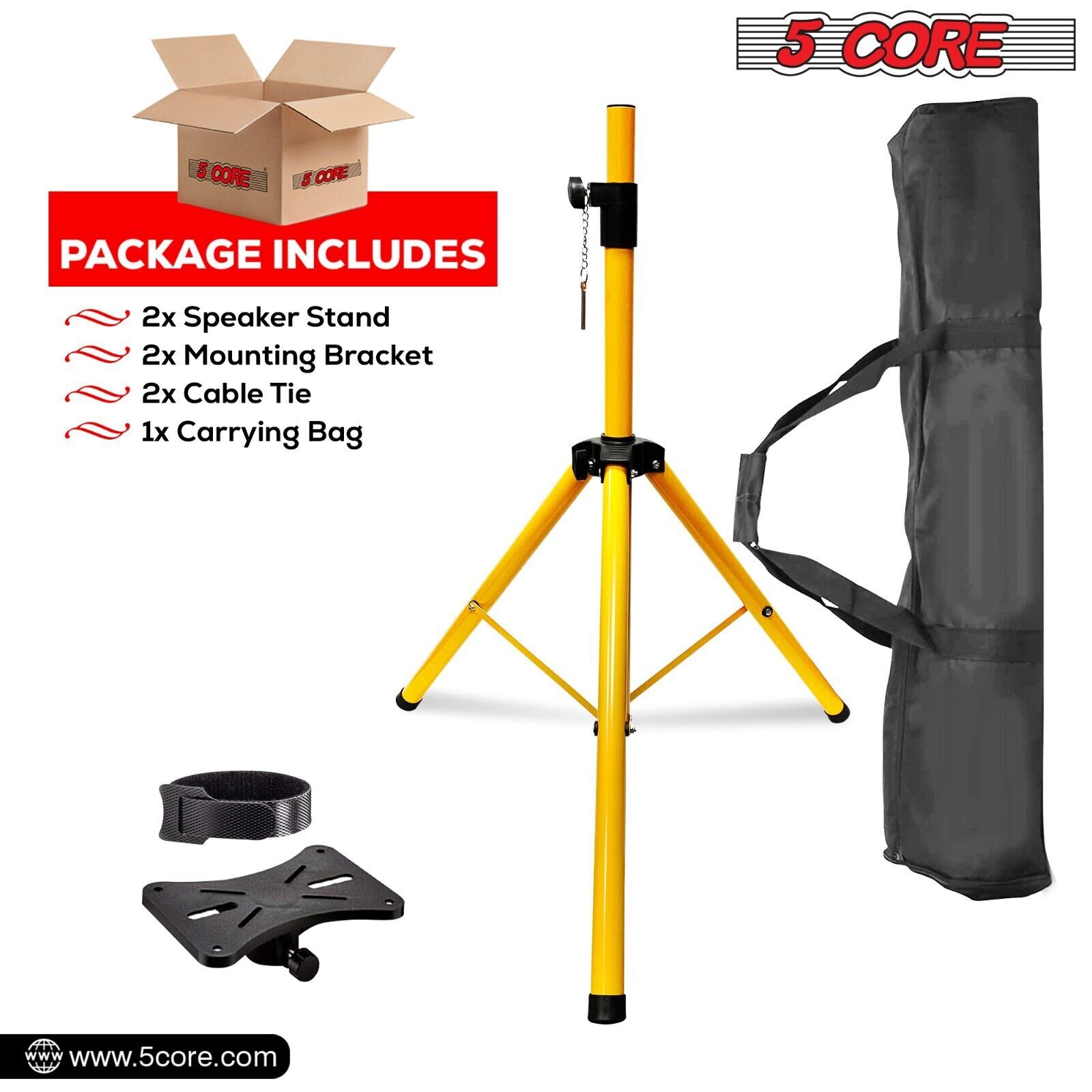 5Core Speaker Stand Tripod Tall Adjustable 72 Inch DJ Studio Monitor Pair Stands