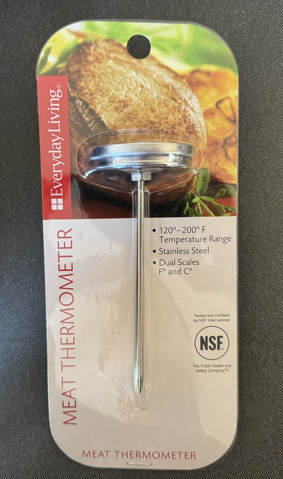 NEW Everyday Living Stainless Steel Meat Thermometer 120-200F NSF Certified