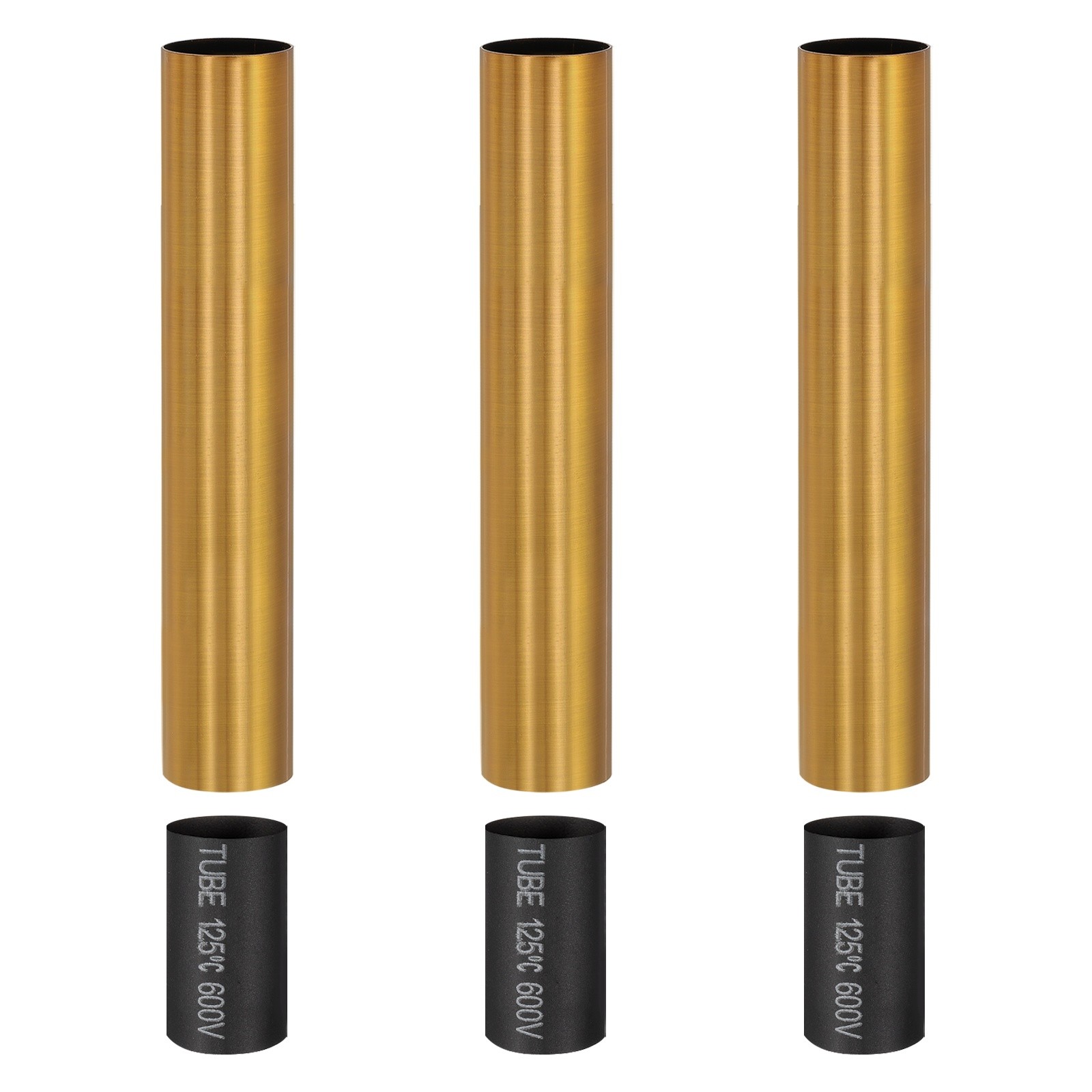 3 Pcs 5" Tall Metal E12 Candle Covers Sleeves Gold Bronze