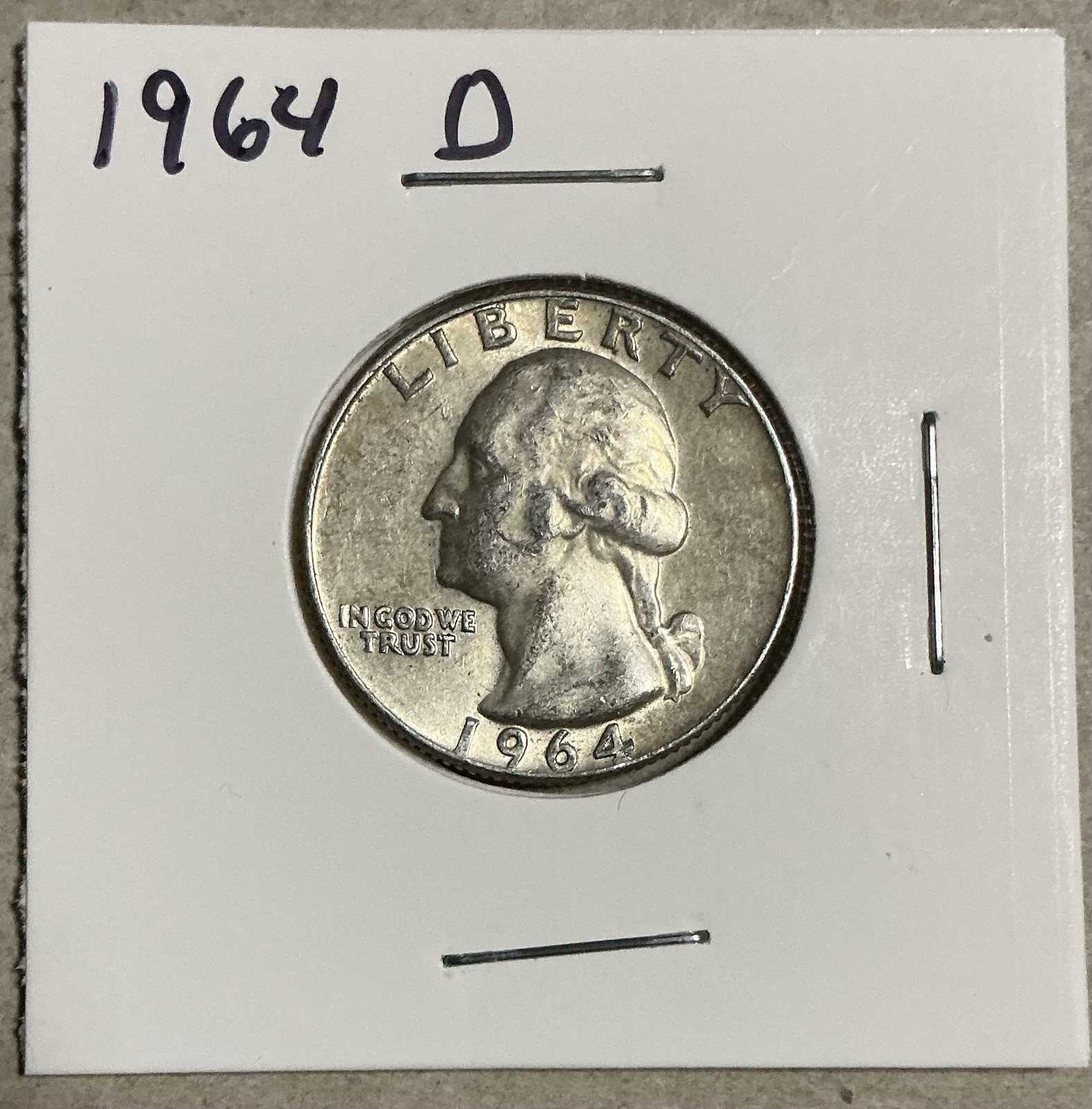 1964 D Washington Quarter 90% Silver  Free Shipping