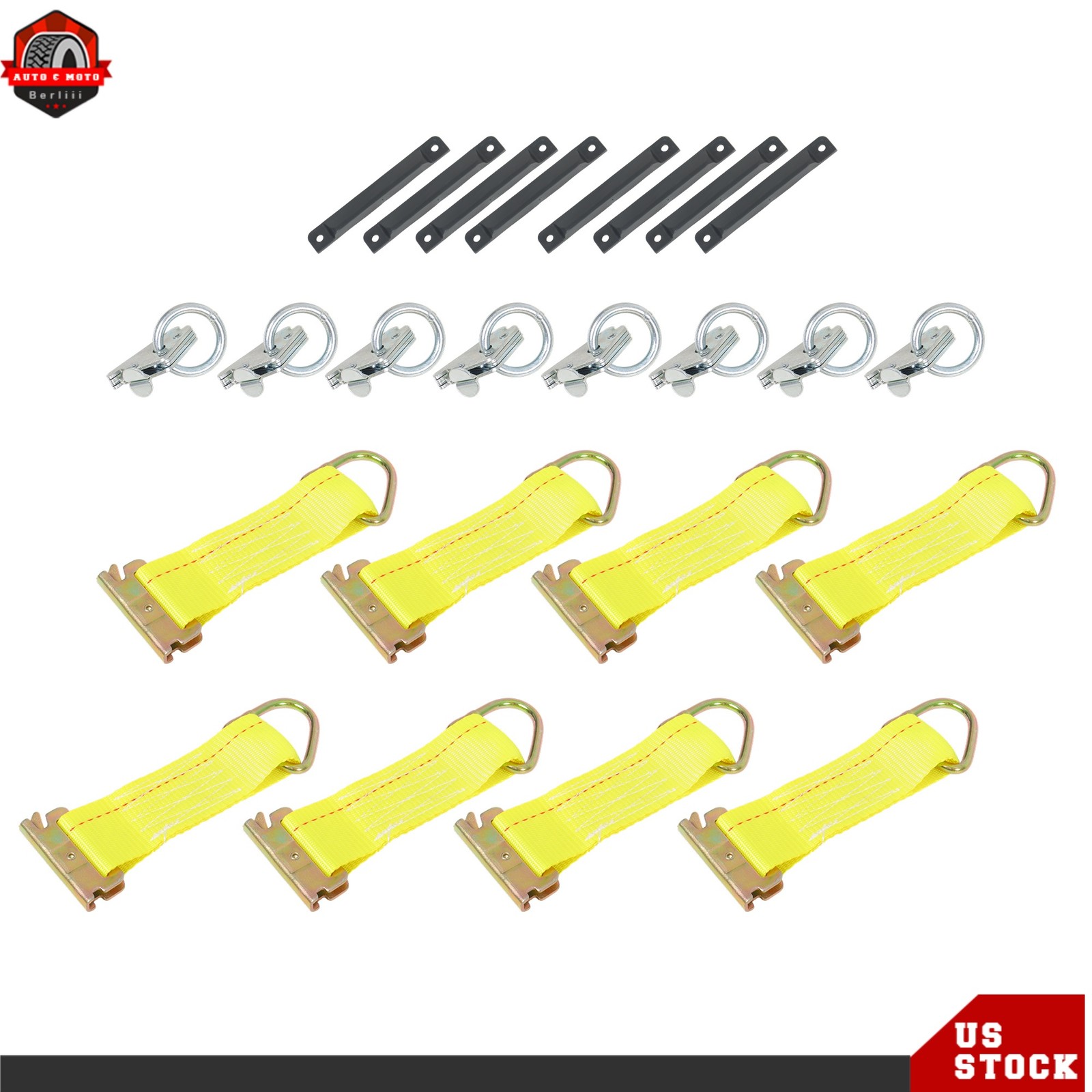 8' E Track Tie Down Enclosed Trailer 30 Pack With End Caps Straps Rings For ATV