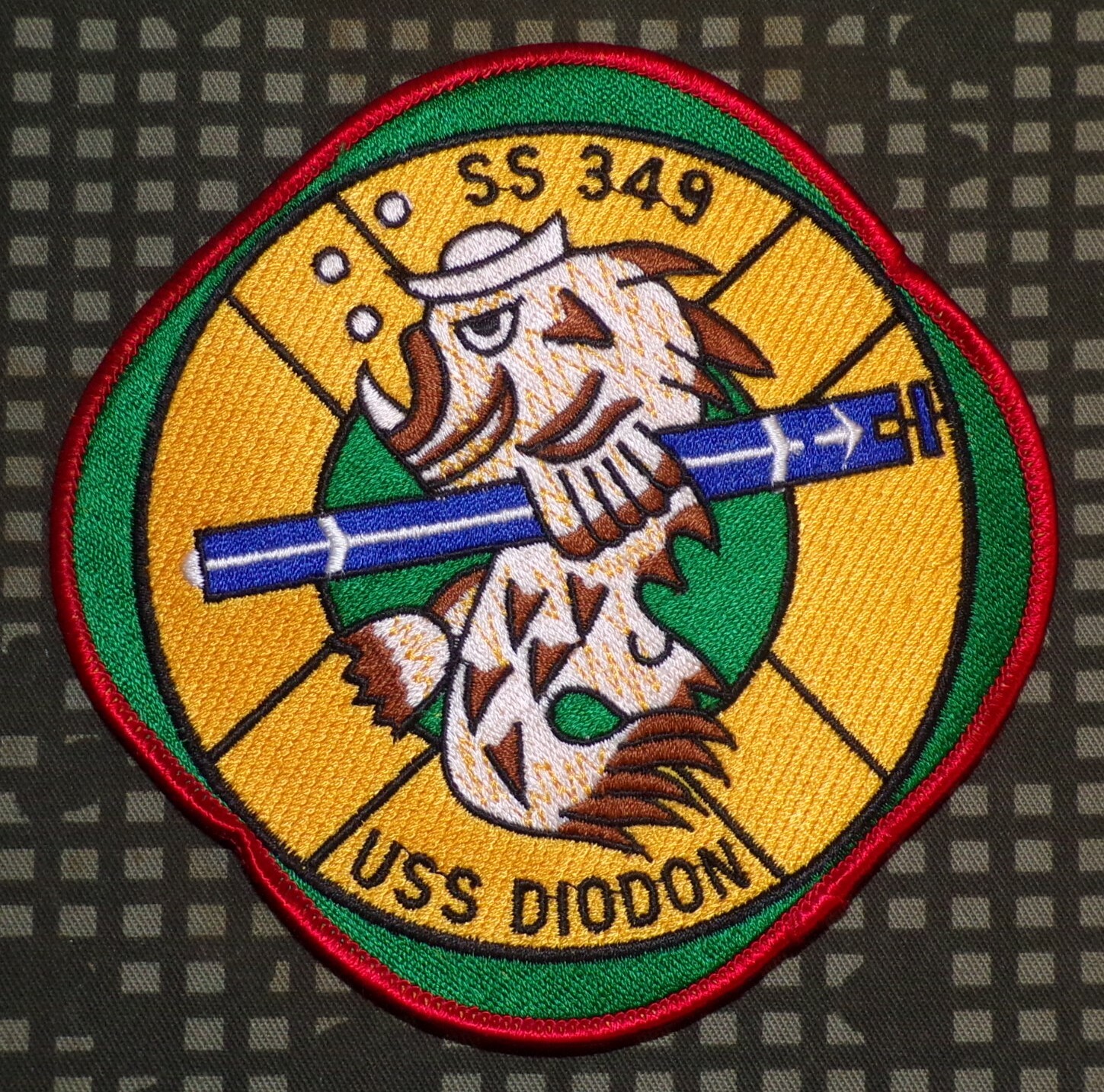 US Navy USS Diodon SS 349 Submarine Embroidered Full Color Patch