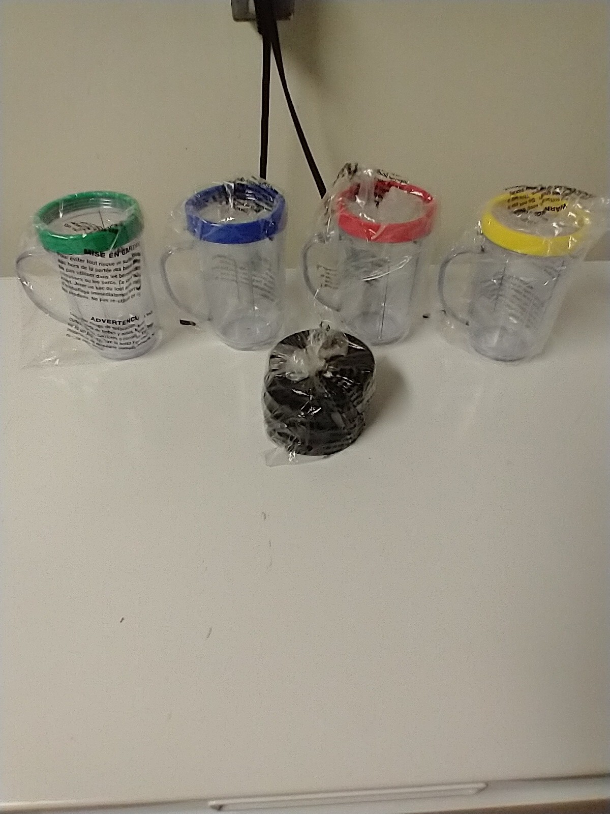 4 Magic Bullet Blender Mugs Cups With Rings & Lids Replacement Parts