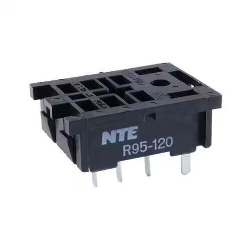 R95-120 relay socket Nte 8 pin midget blade 0.187 pc board mount