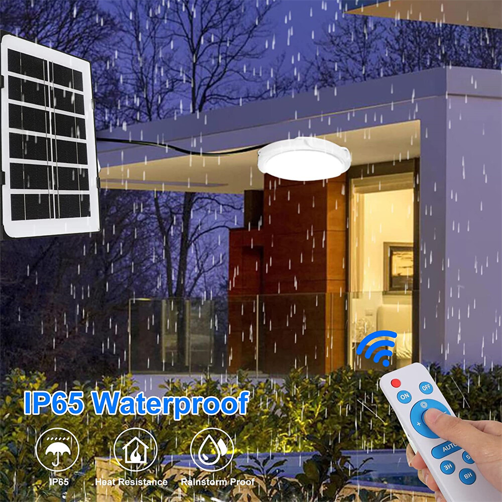 2Pack Solar Powered Ceiling Pendant Light Remote Indoor Outdoor Lamp Waterproof