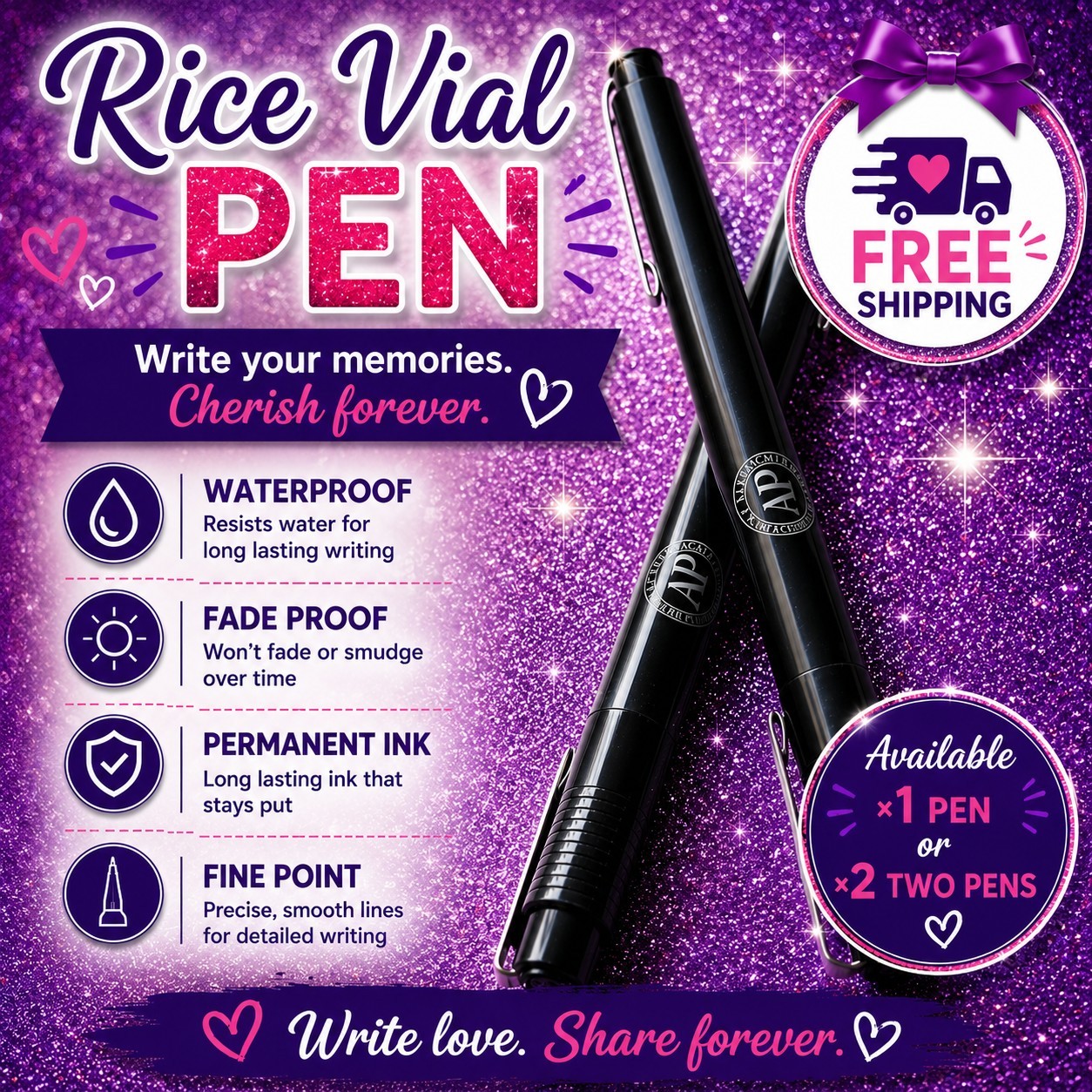 Write Name on Rice Permanent Fade Resistant Pen DIY Craft Jewelry Pendant Vial