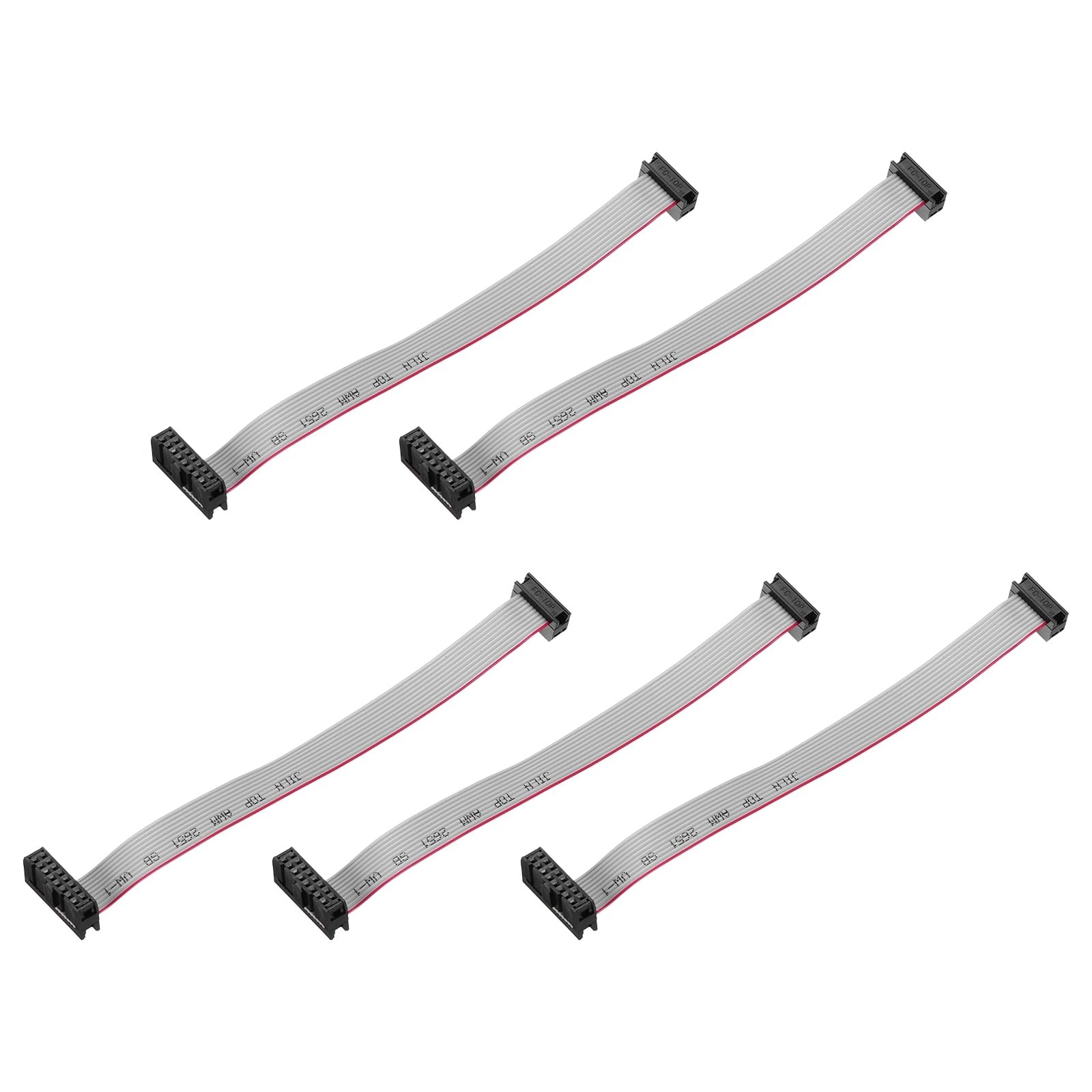 5 Pcs IDC Flat Ribbon Cable, 2.54mm Pitch 13mm Width 15cm Long 10 to 16 Pin F...