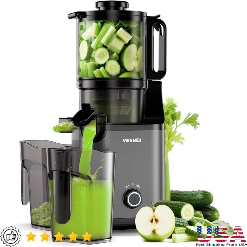 Cold Press Juicer BPA Free 5.7 Inch Chute Easy Clean Dual Auger Nutritious Juice