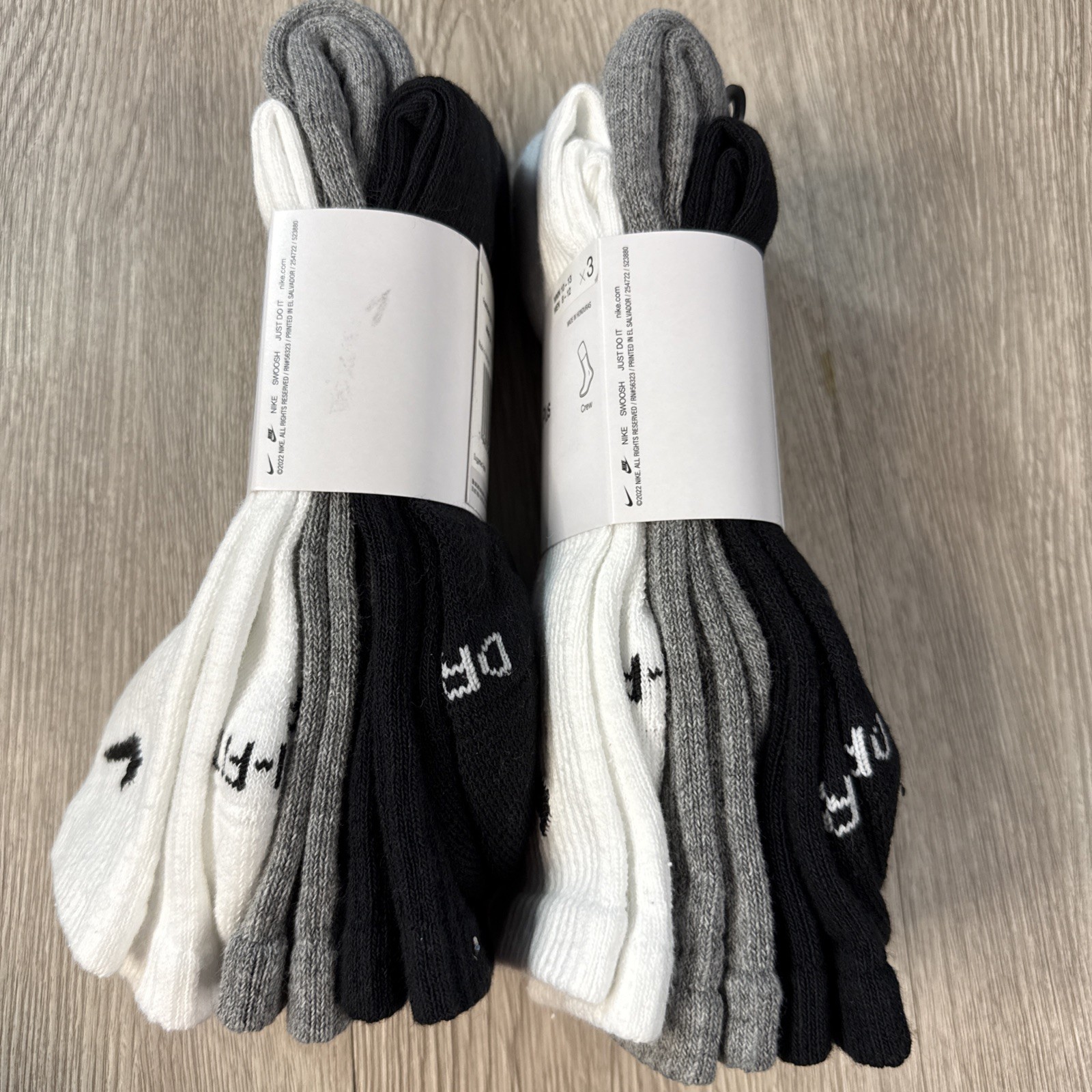 2 Packs Nike Mens Everyday Plus Cushioned Crew Socks 3 Pairs WGB Size L 8-12 New