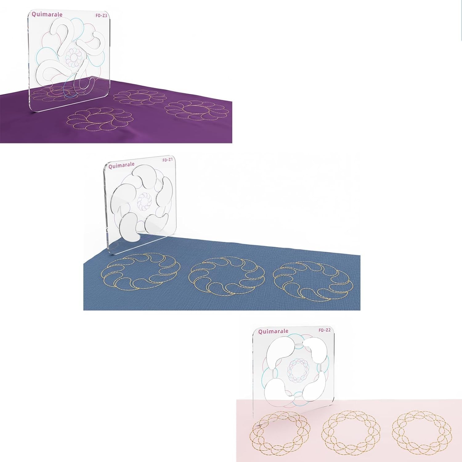 Feather Design Free Motion Quilting Templates Series Includes Instruction Qui...