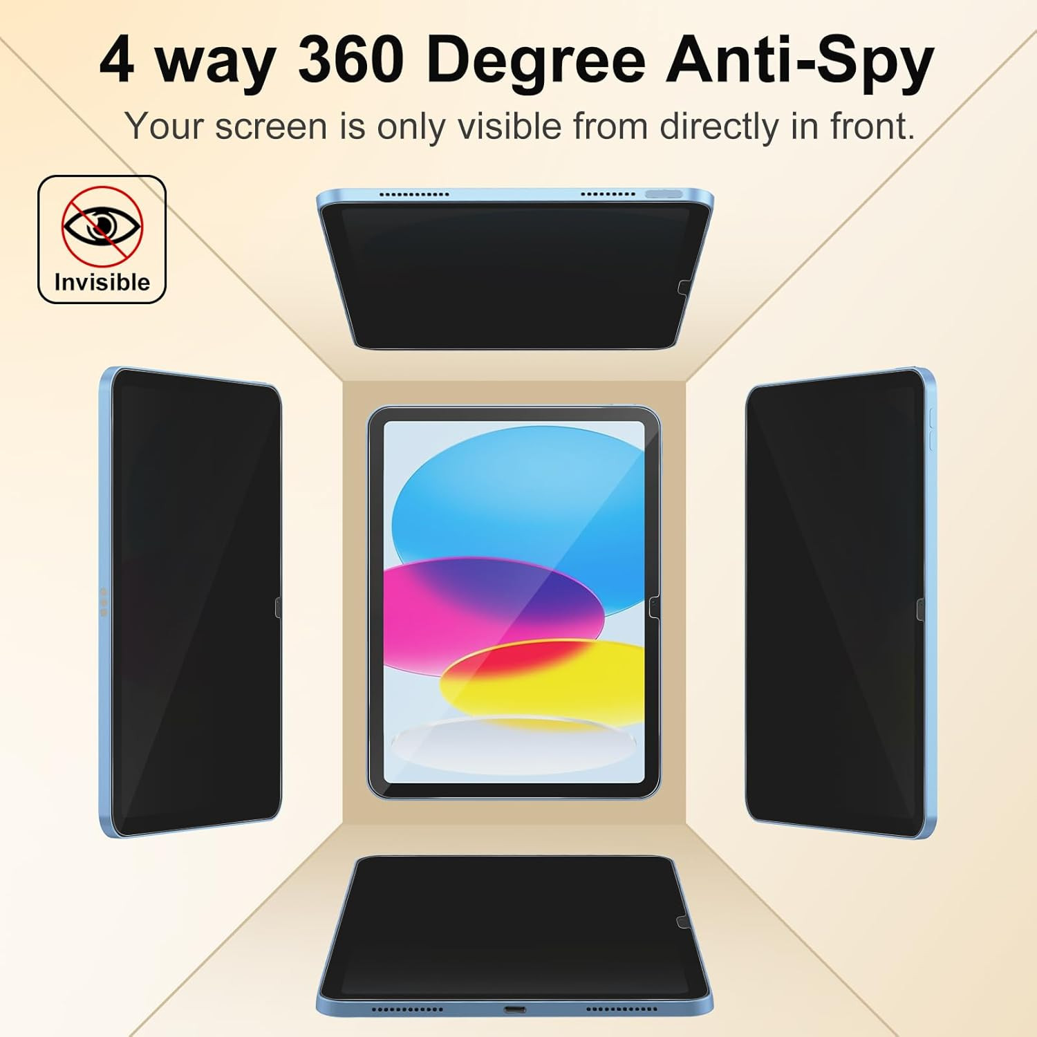 360° 4 Way Privacy Screen Protector for iPad A16 11th/ 10th Generation (11/10.9
