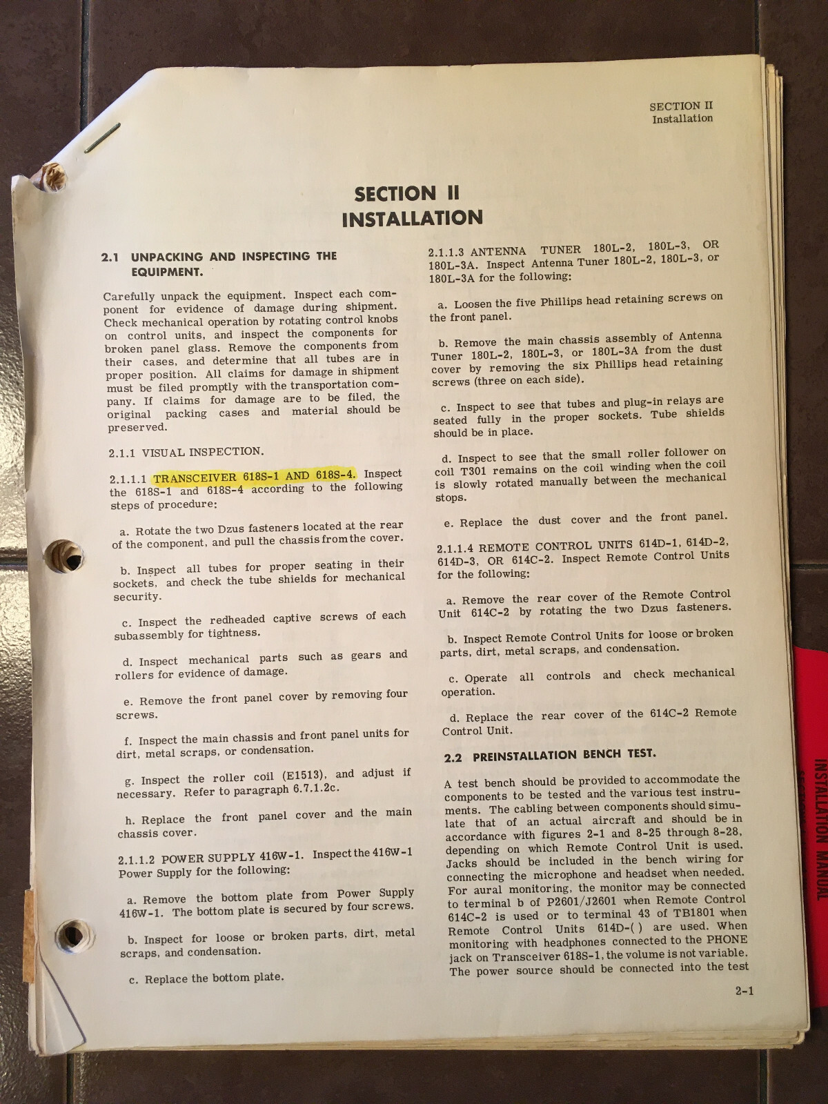 Collins HF 618S-1 and 618S-4 Radio Install Manual
