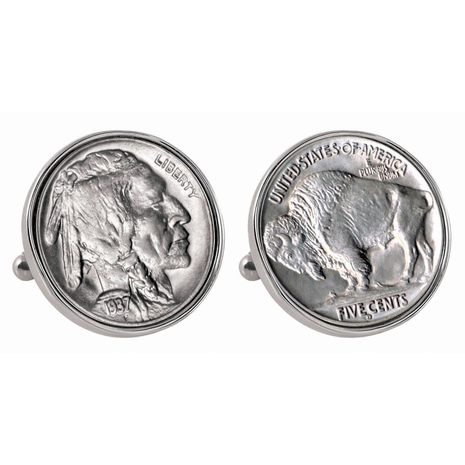 NEW American Coin Treasures Buffalo Nickel Bezel Coin Cuff Links 13530