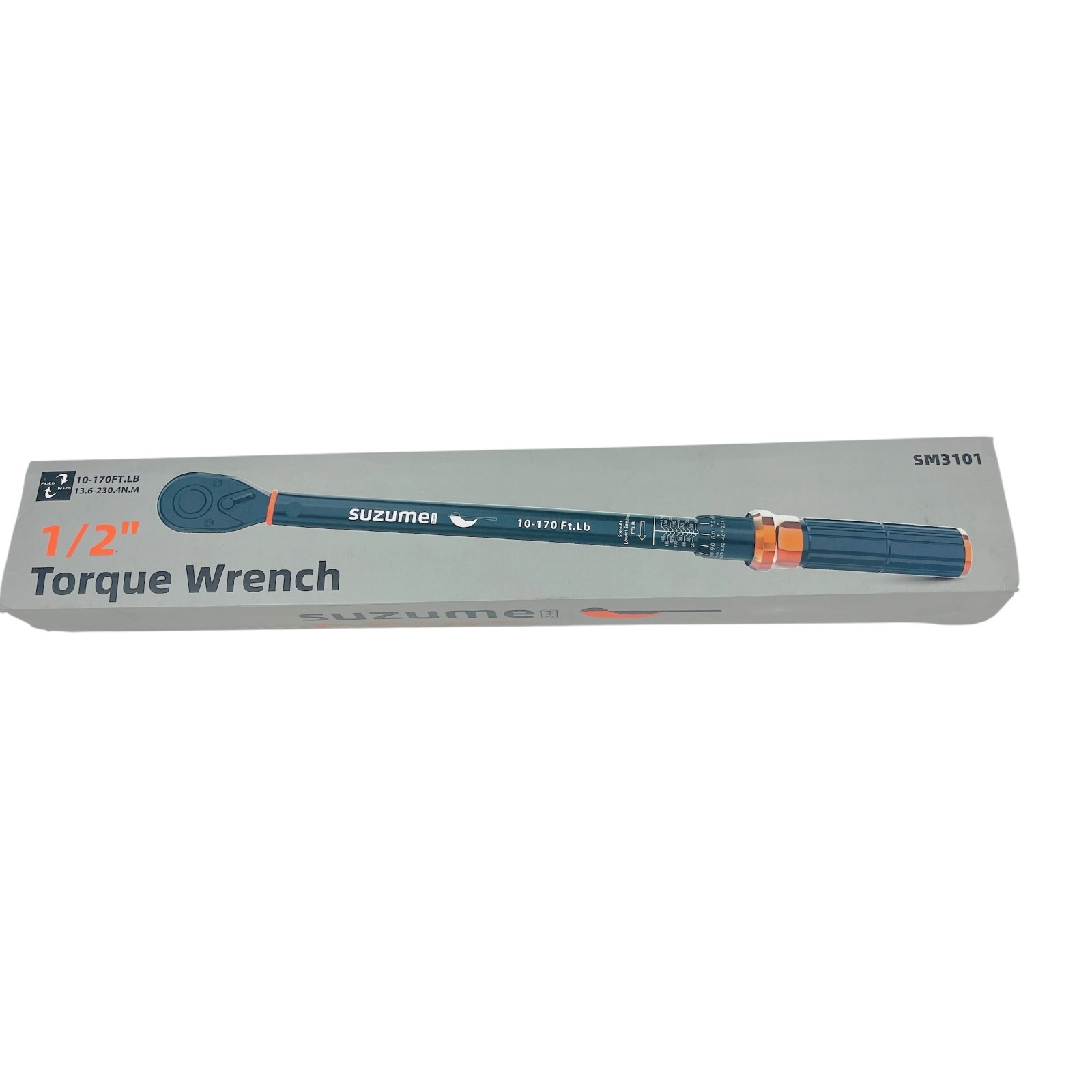 SUZUME 1/2" Drive Click Torque Wrench 10-170 Ft-Lb / 13.6-230.4 Nm SM3101