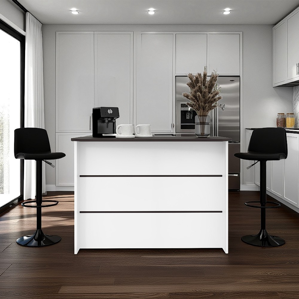 Central Kitchen Island with Modern Design Ample Storage Space Rolling Cart