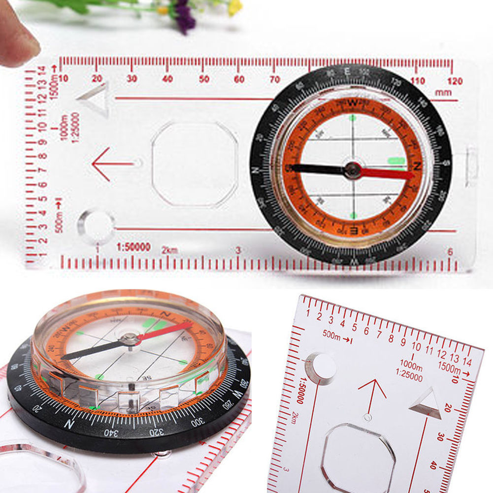 Magnifying Compass Ruler Scale Scout Hiking Camping Boating Orienteering Map
