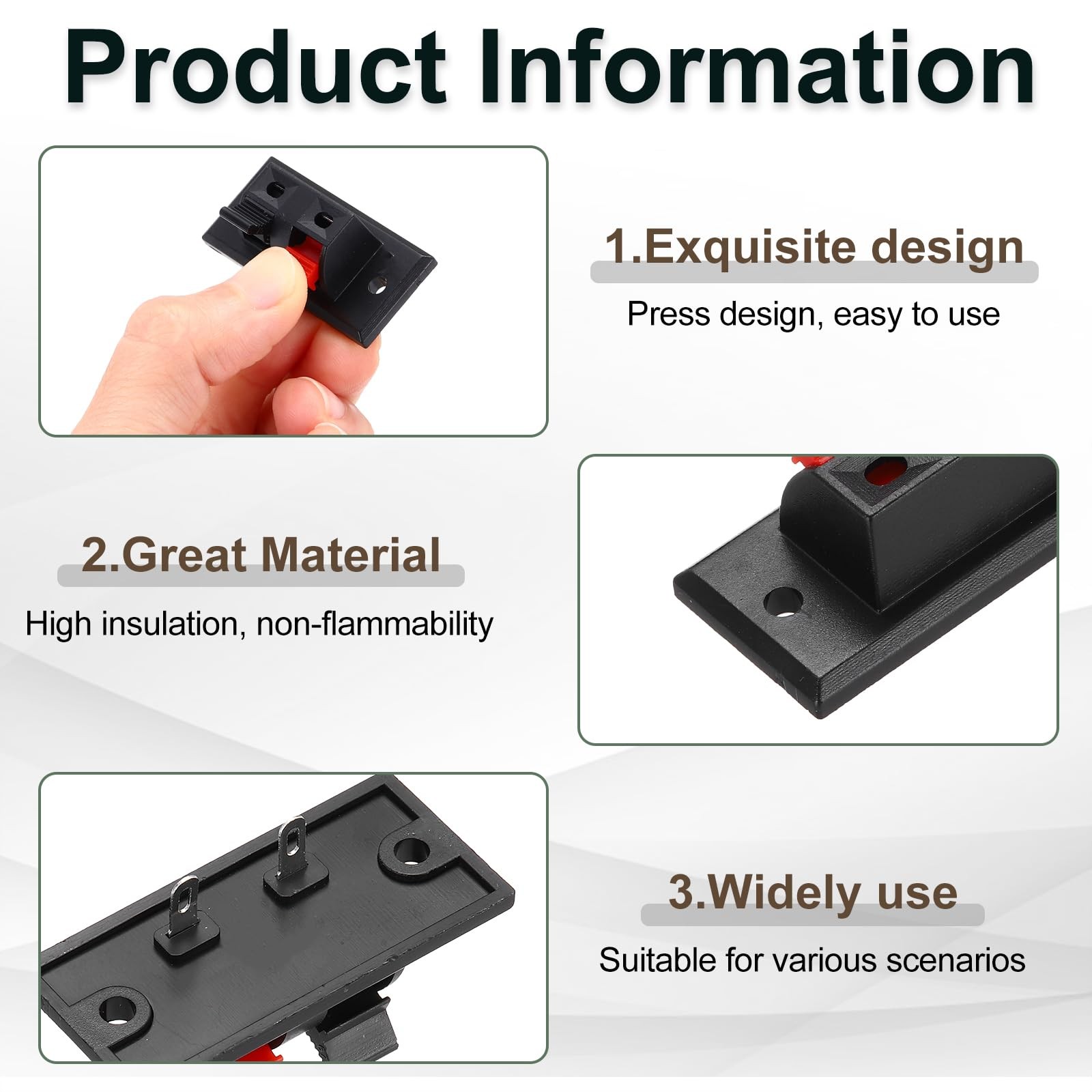 uxcell 2 Way Spring Terminal Clip Push Release Connector Plate Jack Socket...