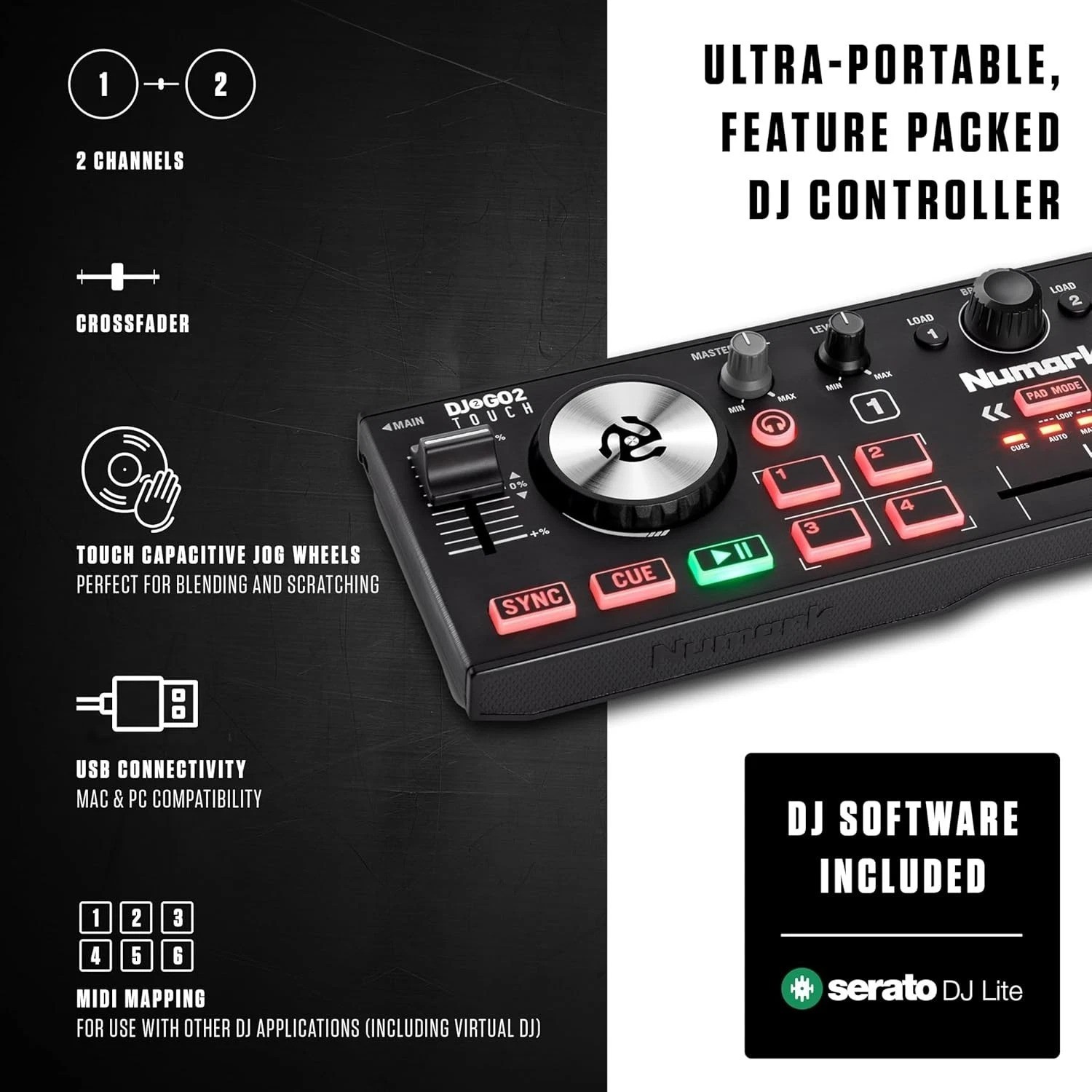 DJ2GO2 Touch - Portable DJ Controller with Access to Major Streaming Services