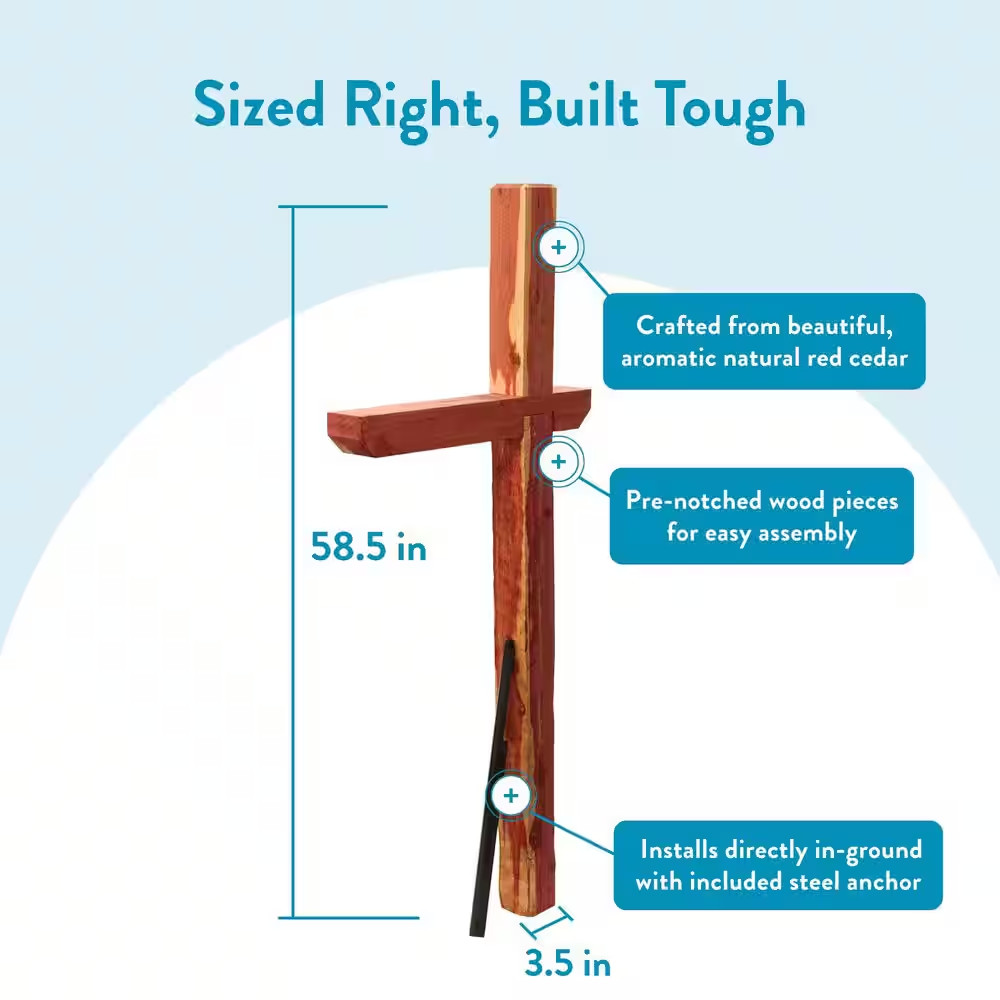 Cedar Deluxe, Drive-In, Crossarm, Mailbox Post Kit, Natural