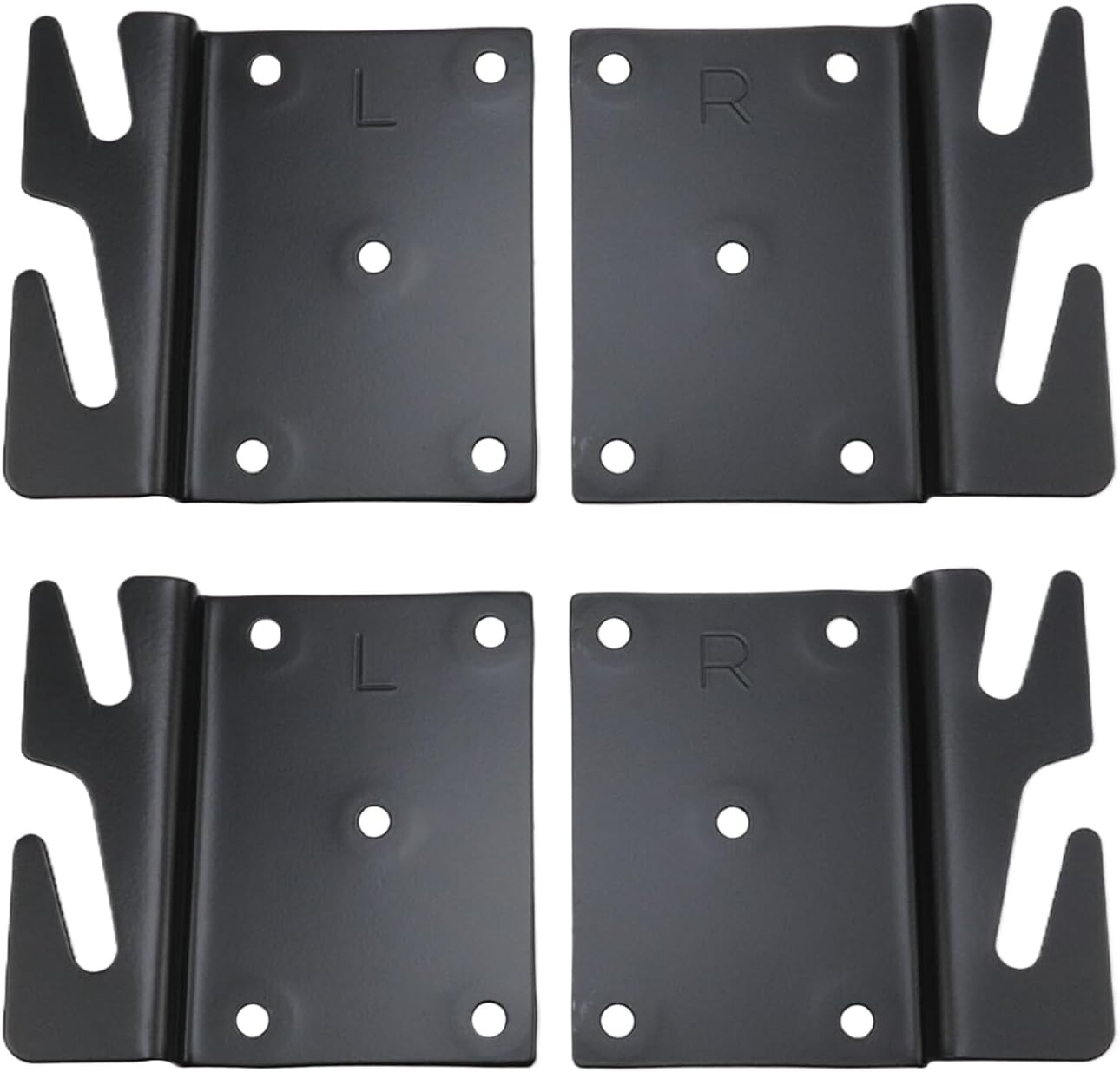 Bed Rail Brackets, Heavy Duty Black Bed Frame Hooks, 5-Hole, 4Pcs | Iron Coated