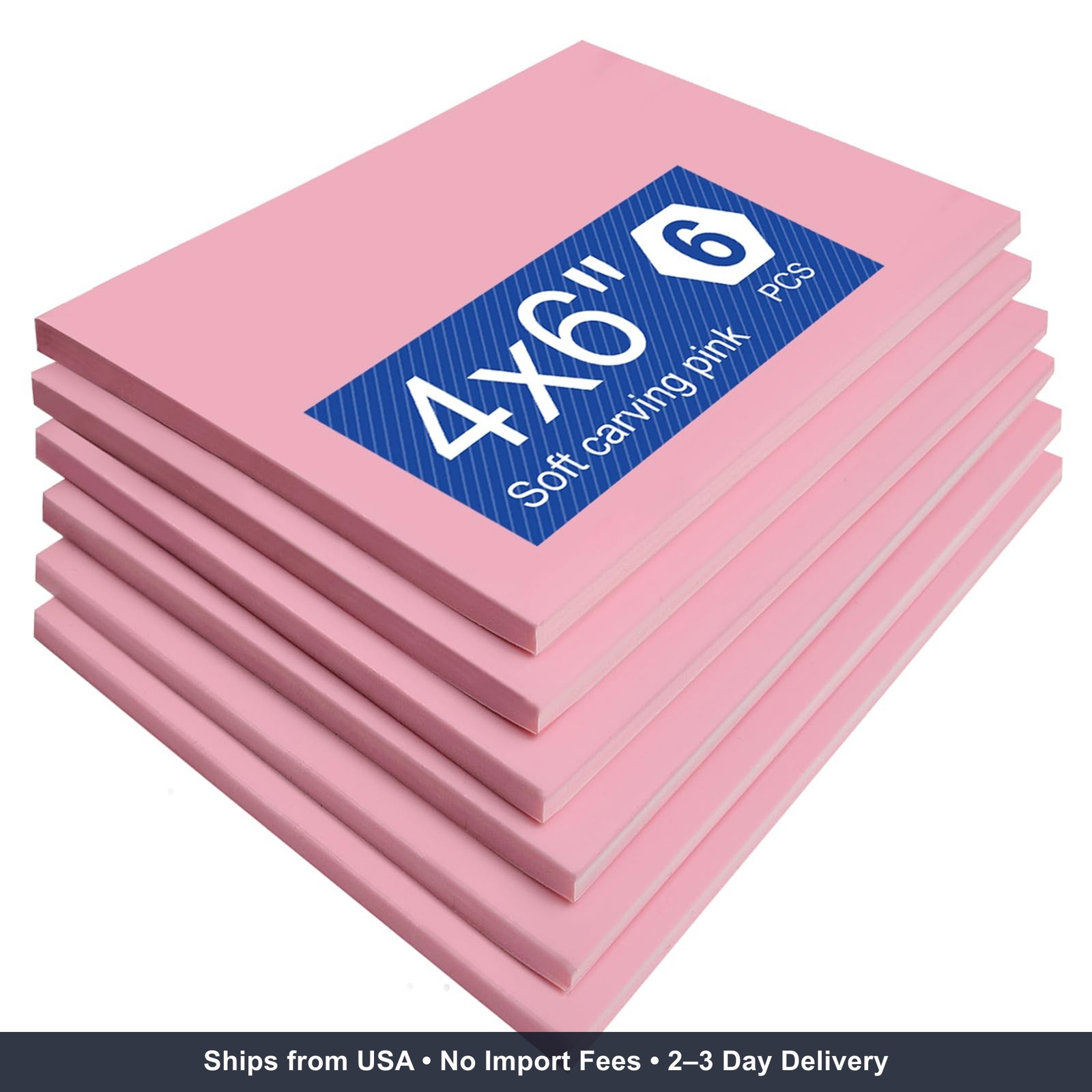 Falling in Art 4 x 6" Pink Rubber Carving Blocks, 6 Pack Soft Linoleum Blocks fo