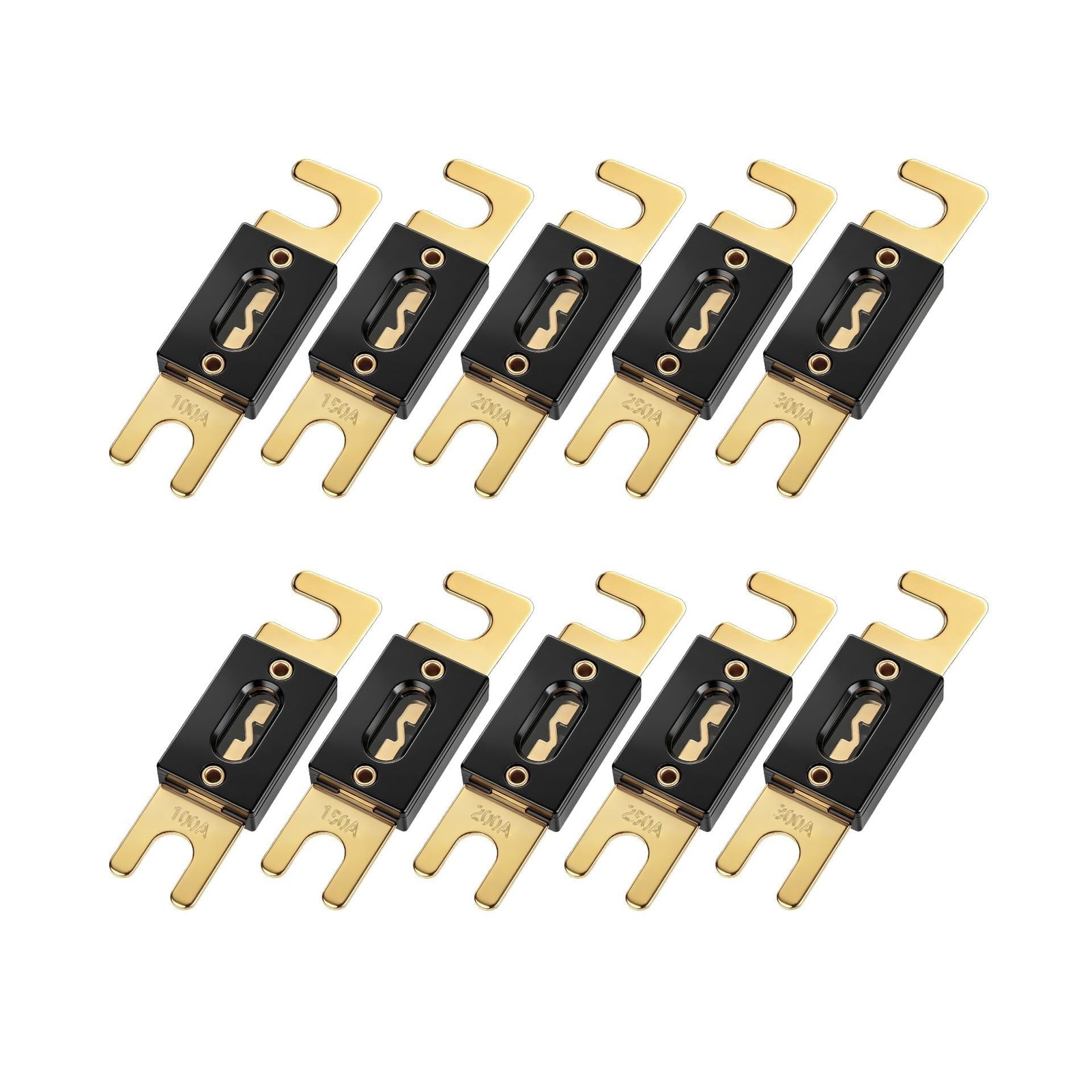 Linkstyle 10PCS ANL Fuse 100A 150A 200A 250A 300A, 32V DC Gold-Plated Zinc Al...