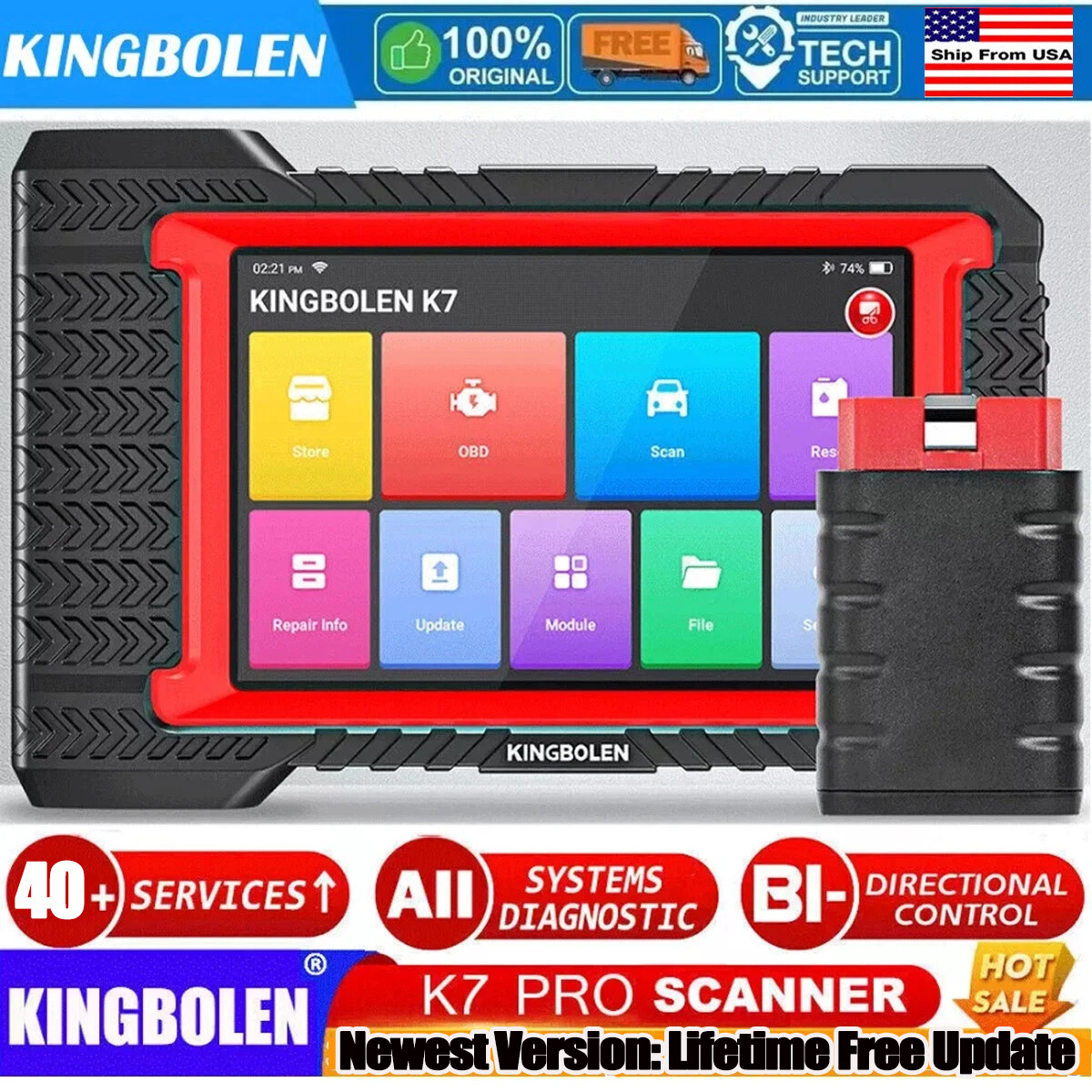 2026 KINGBOLEN K7 BT Car Bidirectional Scanner Auto Full System Diagnostic Tool
