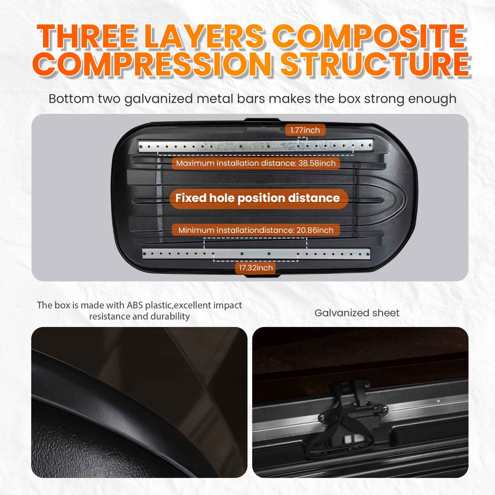 14ft³ Heavy Duty ABS Vehicle Roof Top Storage Box Cargo Luggage Carrier 2 Locks