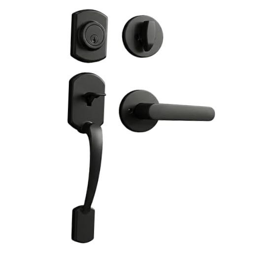 Matte Black Matte Front Door Lock Set - 1.85 Inch Handle