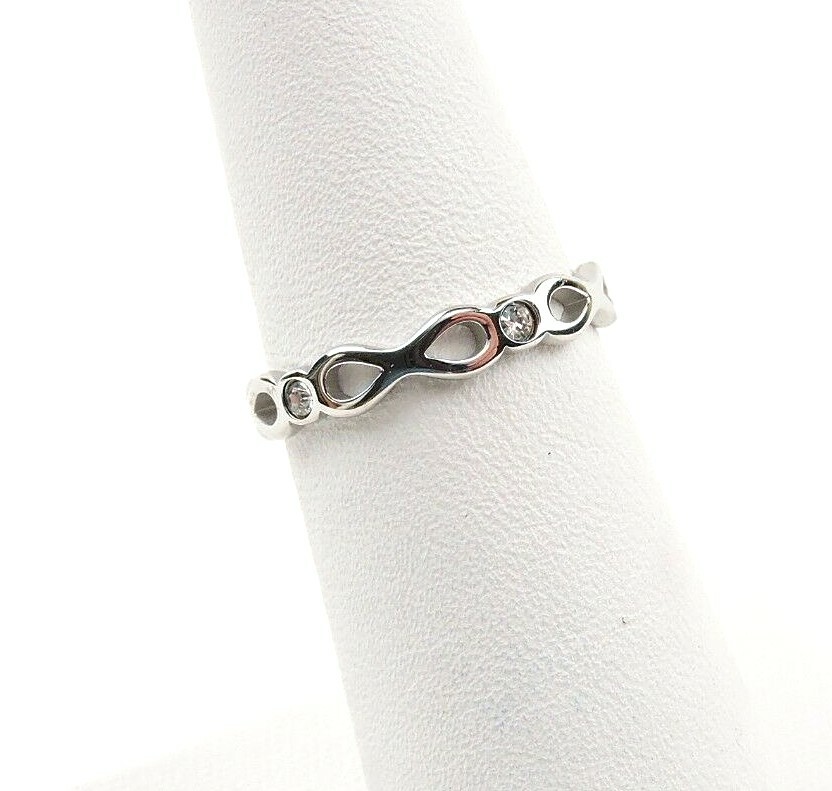 Stainless Steel Cubic Zirconia Infinity Loop Band Ring