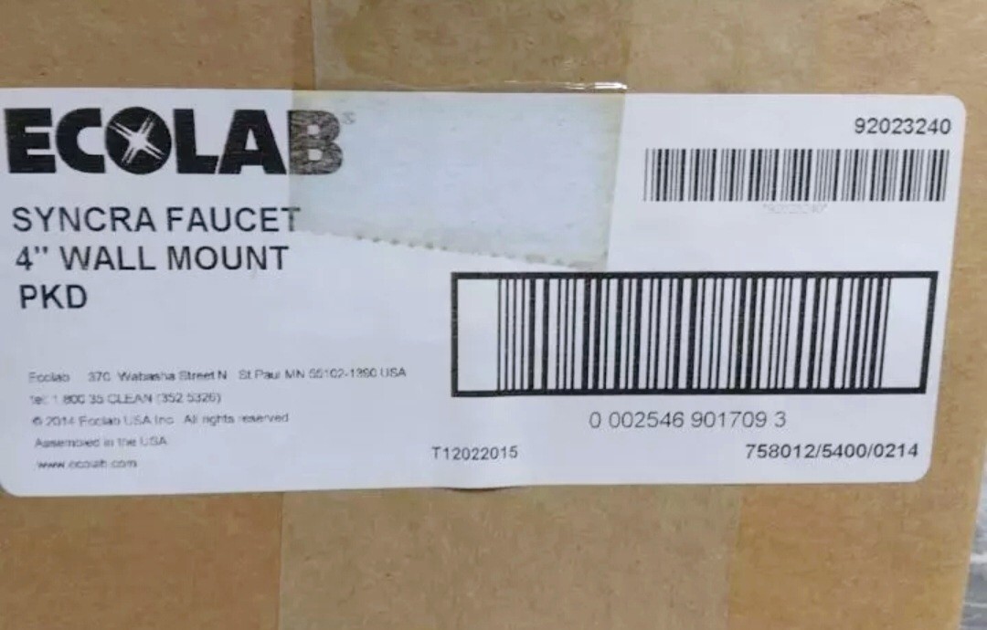 New Ecolab Wall Mount Syncra No Touch Faucet 4in. Model 92023240